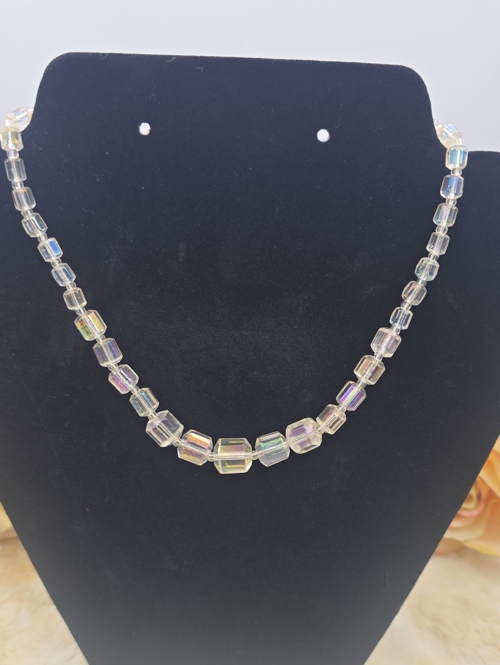 Mid-Century Vintage West Germany Art Glass AB Necklace